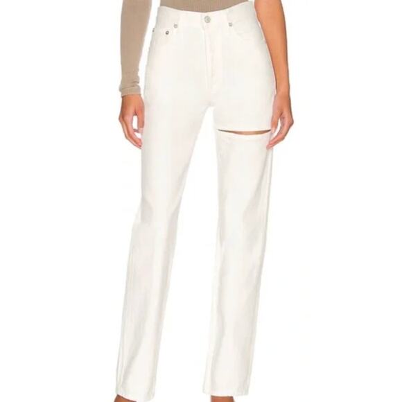 Agolde Lana Mid Rise Vintage Straight Organic Cotton Baggy Jeans White Size 32 - Picture 2 of 12